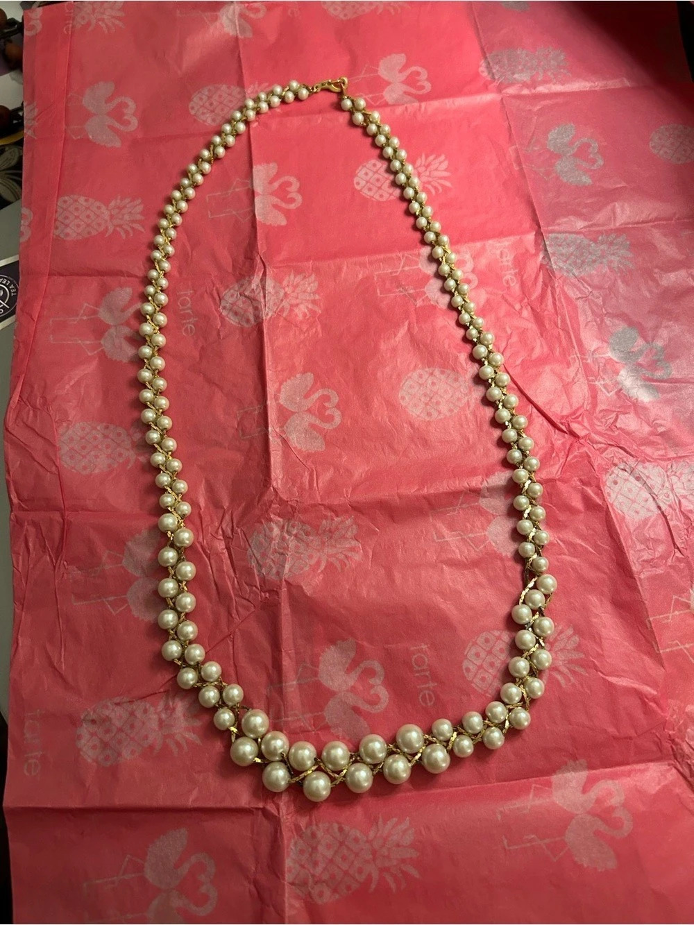 Gold & White Beaded Statement Necklace